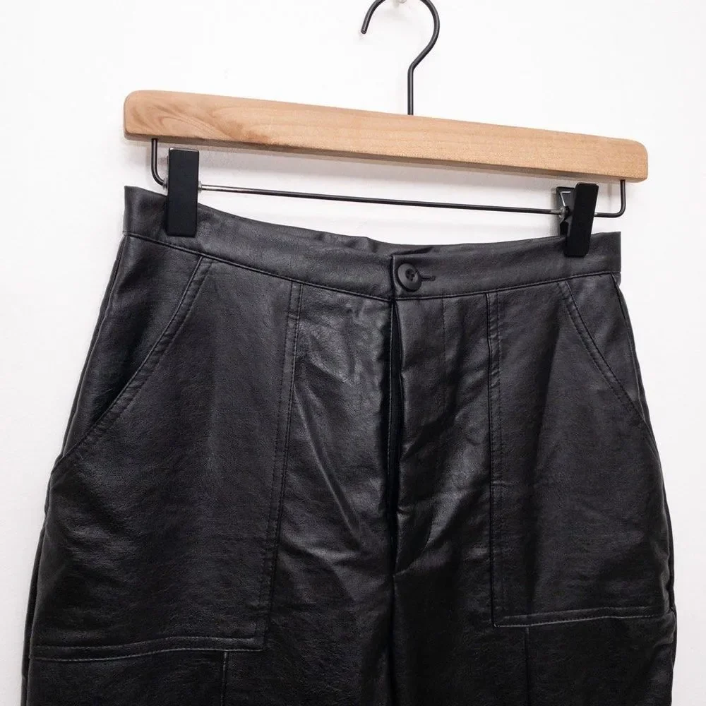 Princess Polly Encore Pants Vegan Leather Black Size 4 - Picture 7 of 10